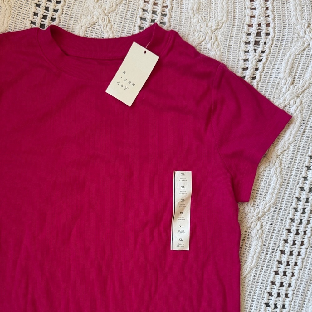 a new day Women's Short Sleeve Tee - Fuchsia - Picture 3 of 10